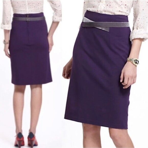 Anthropologie Dresses & Skirts - Girls From Savoy Anthropologie Women's Purple Velvet Ribbon Pencil Skirt Size 2